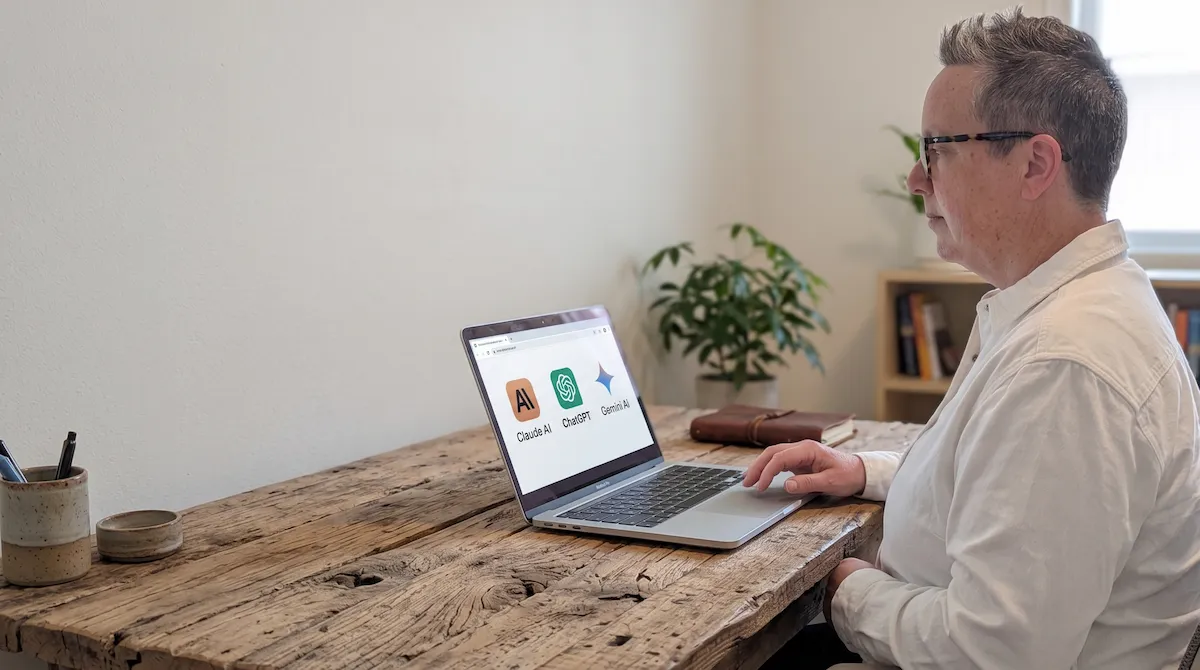 Stéphanie Hétu de profil, en train de travailler à son ordinateur portable près d'une fenêtre